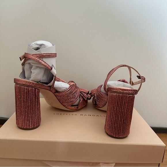 Loeffler Randall pink metallic Camellia Pleated Bow Heel - Picture 6 of 7